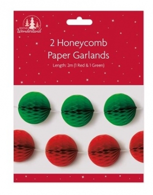 Paper Decoration Christmas Honeycomb Garland 2 Pack