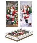 Christmas Cards 12 Slim Boxed Traditional Santa