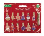 Christmas Wooden Pegs 12 Pack