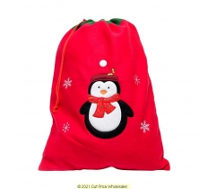 Deluxe Plush Red Penguin Christmas Sack 50cm X 70cm