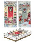 Christmas Cards 12 Slim Boxed Traditional Doors