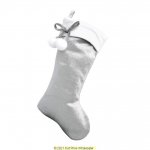 Deluxe Plush Silver Velvet Look Pom Pom Stocking 40cm X 25cm