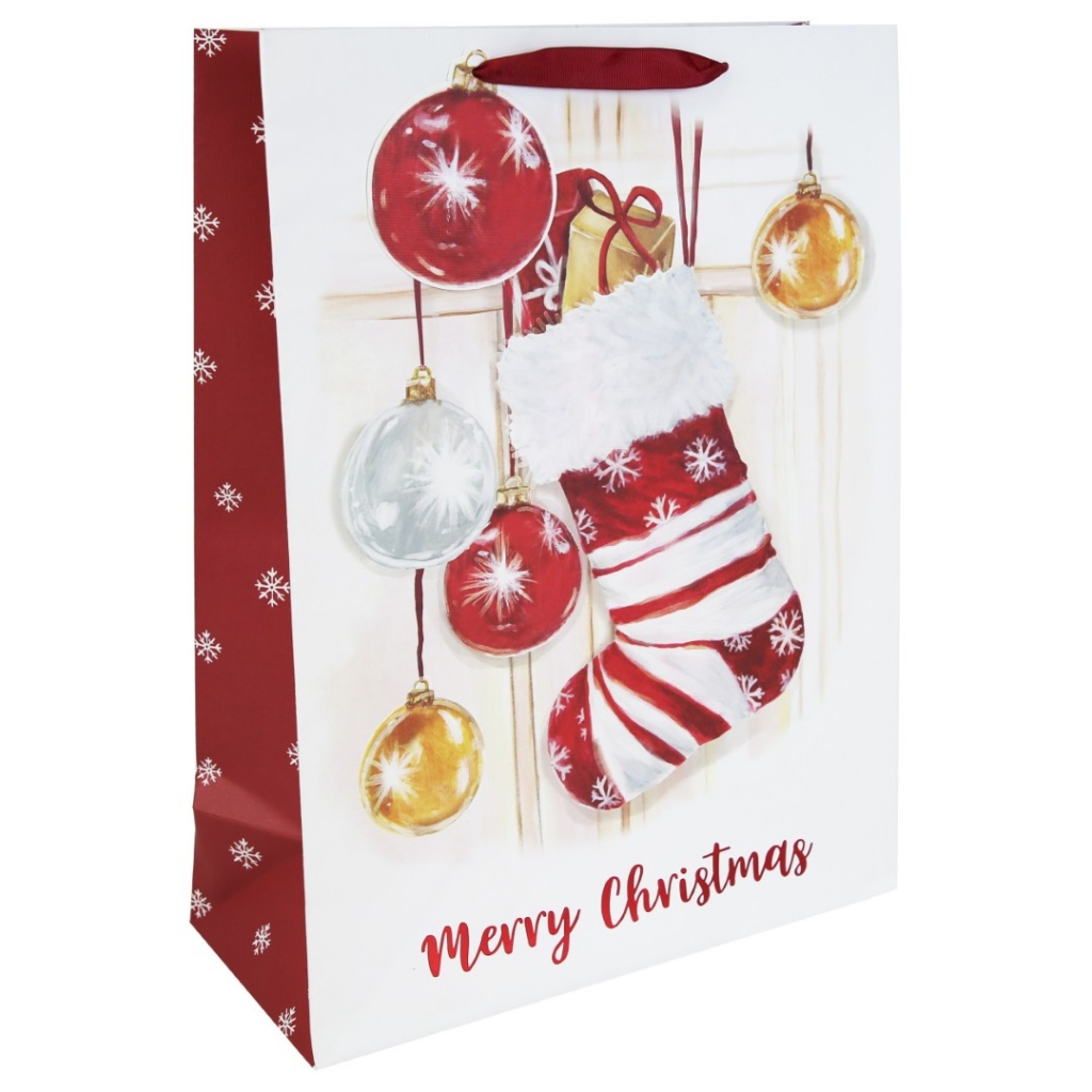 Christmas Stocking White Kraft XL Large Bag - Click Image to Close