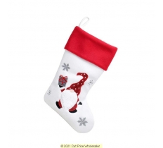 Deluxe Plush White Red Top Nordic Santa Stocking 40cm X 25cm