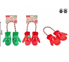 Christmas Squeaky Plush Gloves Dog Toy 2 Colours