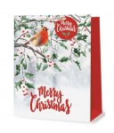 Christmas Gift Bag XMAS Traditional Robin Large