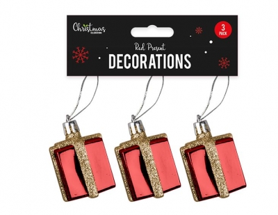 Red Present Decorations - 3 Pack