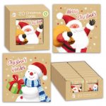 Christmas Santa And Snowman Mini Square Card Pack Of 20