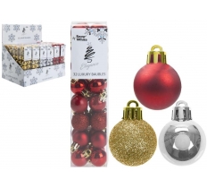 SET OF 32 2.5CM BAUBLES IN PVC BOX