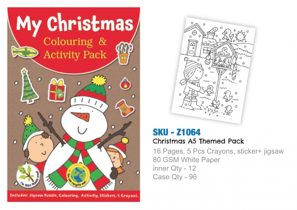 Christmas A5 Themed Pack With Crayons - Click Image to Close