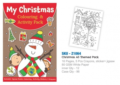 Christmas A5 Themed Pack With Crayons