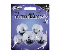 12" SPIDER CONFETTI BALLOONS 5PK