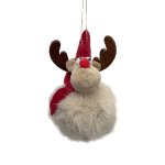Christmas Pompom Deer Bauble 12cm