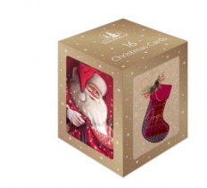 Christmas Cards - 16 Mini Cube - Tartan Santa