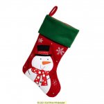 Deluxe Plush Red Green Top Snowman Stocking 40cm X 25cm