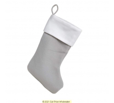 Deluxe Plush Plain Silver Stocking 40cm X 25cm