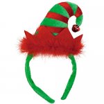 Christmas Elf Hat Headband With Feather & Bell Decoration