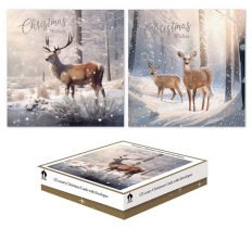 Cards Xmas 12 Square Boxed Cards Deers