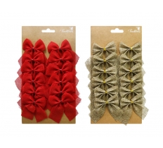 Vintage Fabric Bows 7.5 x 7cm 12 Pack