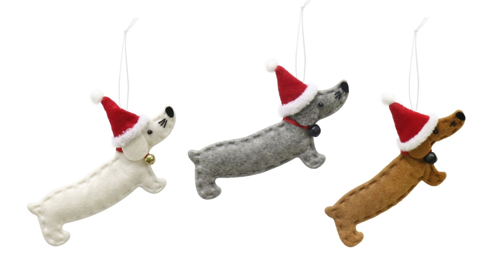 Christmas Hanging Felt Dachshund 15cm x 10cm - Click Image to Close