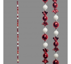1.8M BAUBLE & CANDY GARLAND RED/WHITE