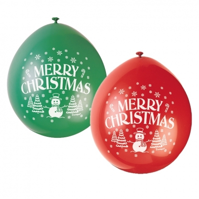 10Pack 9 " Merry Christmas Balloons