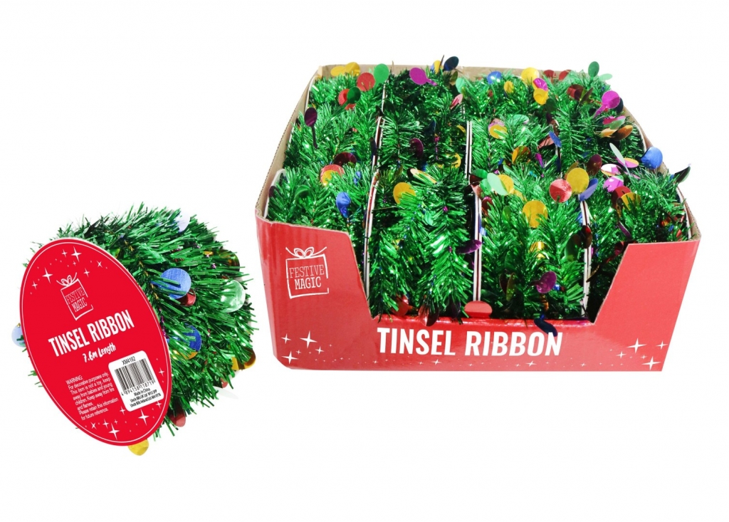 Christmas Rainbow Dots Tinsel Garlands 7.6m - Click Image to Close