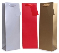 Christmas Gift Bottle Bag Gold, Silver & Red ( 12 X 36 X8cm )