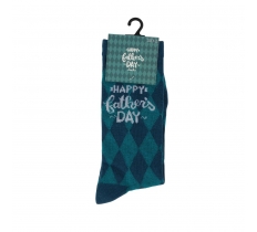 Fathers Day Socks Blue Diamond Print Design