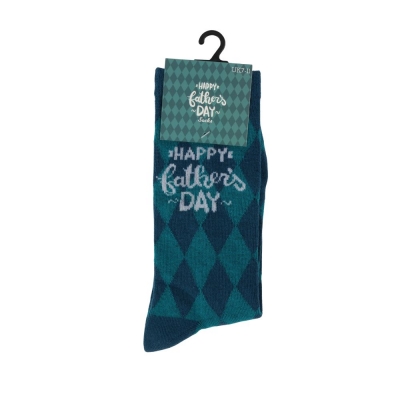 Fathers Day Socks Blue Diamond Print Design