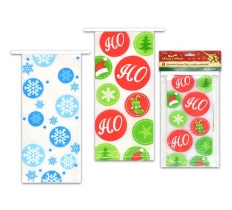 8Pack Christmas 10"X5" Frosted Bakery Bags With Wire Closure