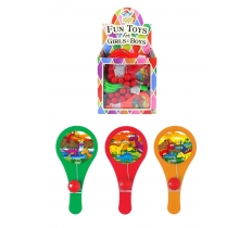 Dinosaur Mini Paddle Bat And Ball Games (12cm) X 96