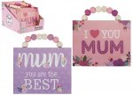 Hanging Mum Sign With Beaded Hanger 15cm