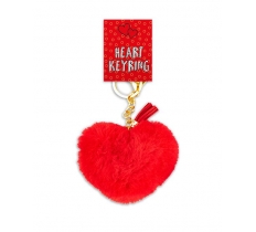 Valentine's Heart Shaped Plush Pom Pom Keyring