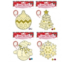 Wooden Xmas Glitter Decorations