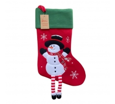 Deluxe Plush Red Snowman With Legs Christmas Stocking