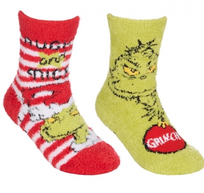 Child Grinch Cosy Socks 1 Pair Assorted Sizes
