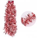 Christmas Tinsel Xmas 2m Fine Cut Red & White