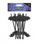 HALLOWEEN BAT PAPER STRAWS 16PK