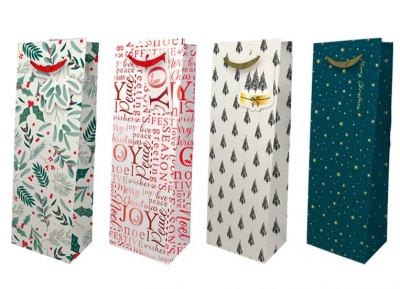 Christmas Luxury Foiled Bottle Bag
