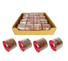 Christmas Ribbon Nature With Red Print 2.7m ( Assorted )