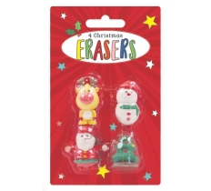 4 Christmas Shaped Erasers