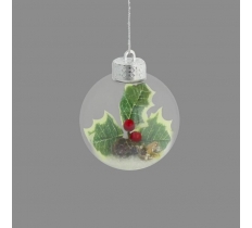 Holly Cone & Snow 8cm Bauble