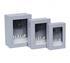 Christmas Set Of 3 Window Box Arctic Skies