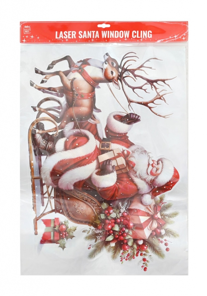 Christmas Window Sticker Santa Deliverying Presents Laser - Click Image to Close