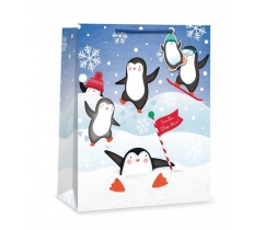 Christmas Gift Bag Kids Penguin Large