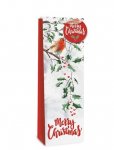 Christmas Gift Bag XMAS Traditional Robin Bottle