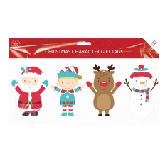 Christmas Figures Foil Tags 12 Pack