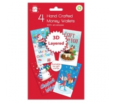 Christmas Hand Craft Cute Money Wallets 4 Pack
