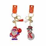 Christmas Diamond Santa / Snowman Keyring